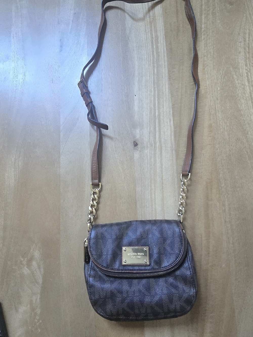 Michael Kors Brown Logo Crossbody Bag - Signature MK Print